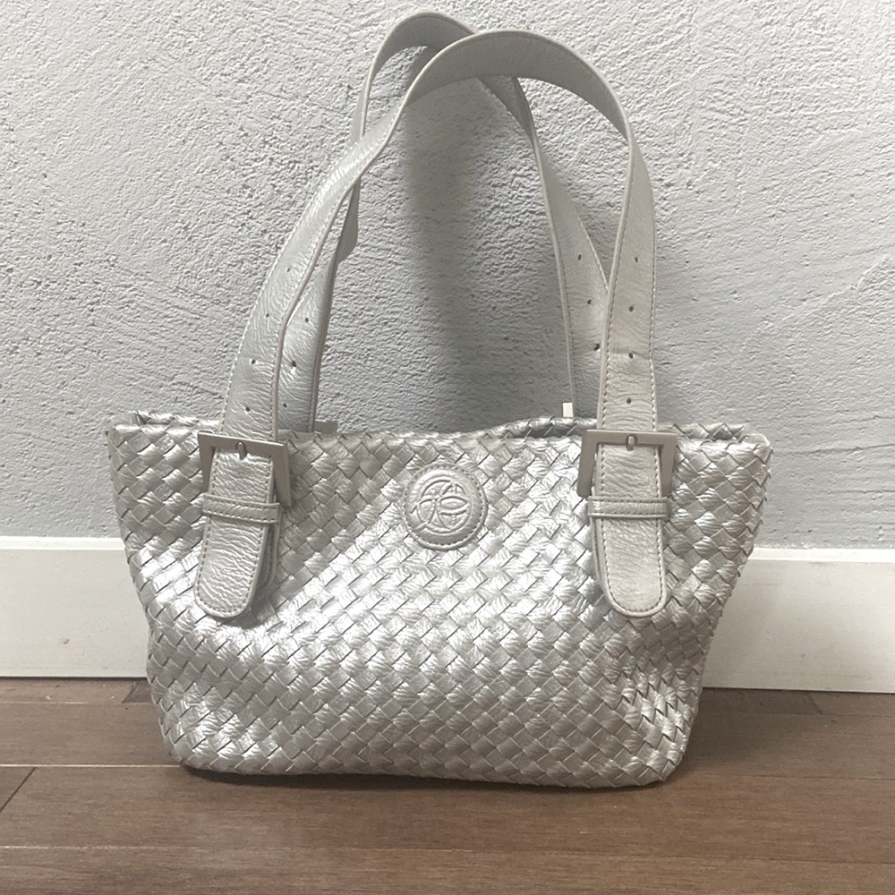 Lorraine Sun silver woven leather handbag